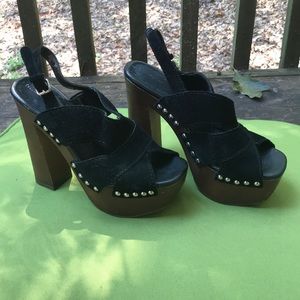 BCBG platform suede mules size 5.5